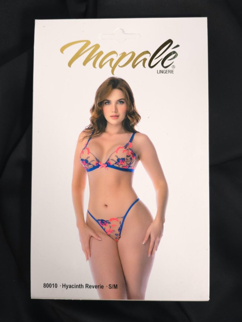 Mapalé Hyacinth Reverie Floral Bralette Thong Set Blue Pink S/M 80010